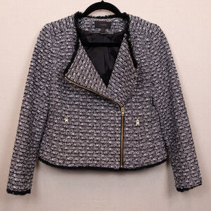 J. Crew black and white tweed moto jacket-6